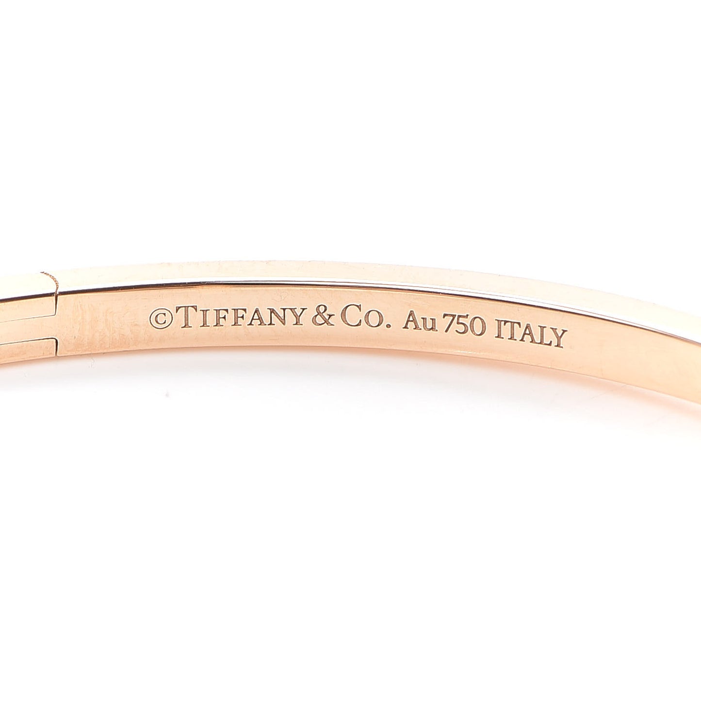 18K Rose Gold Narrow T T1 Hinged Bangle Bracelet