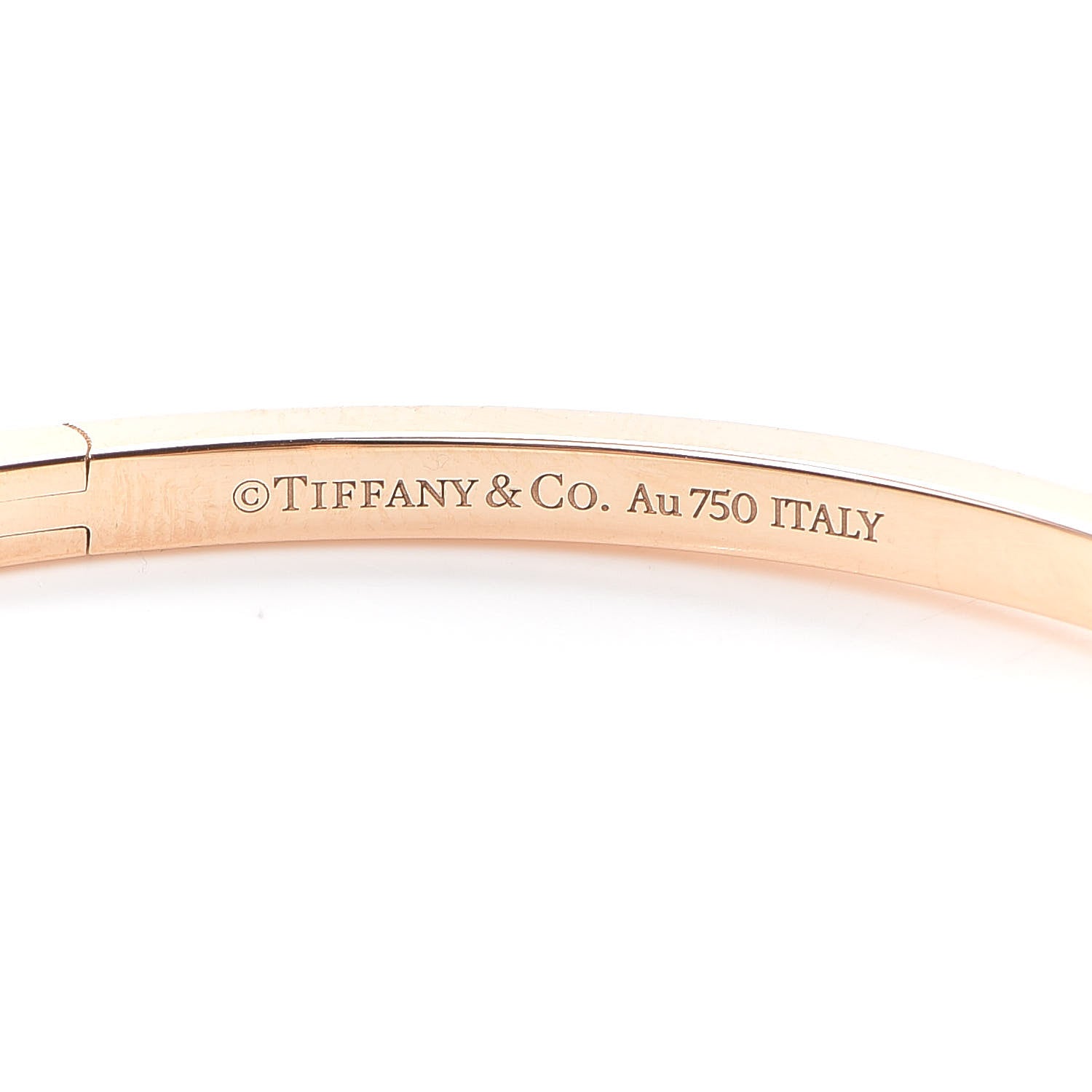 Tiffany 18K Rose Gold Narrow T T1 Hinged Bangle Bracelet 4 of 6