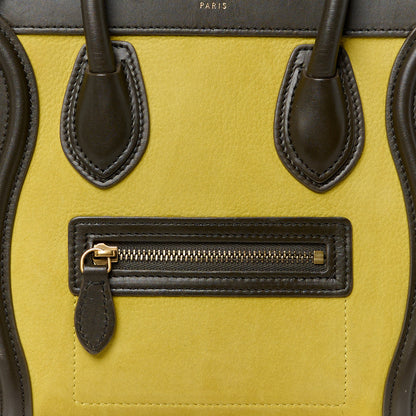 Celine Nubuck Smooth Calfskin Nano Tri-Color Luggage Chartreuse 8 of 10