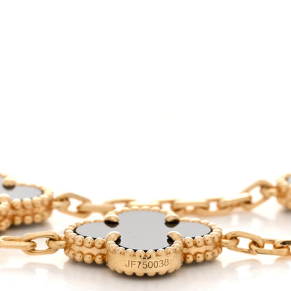 Van Cleef & Arpels 18K Yellow Gold Black Onyx 5 Motifs Vintage Alhambra Bracelet 4 of 4
