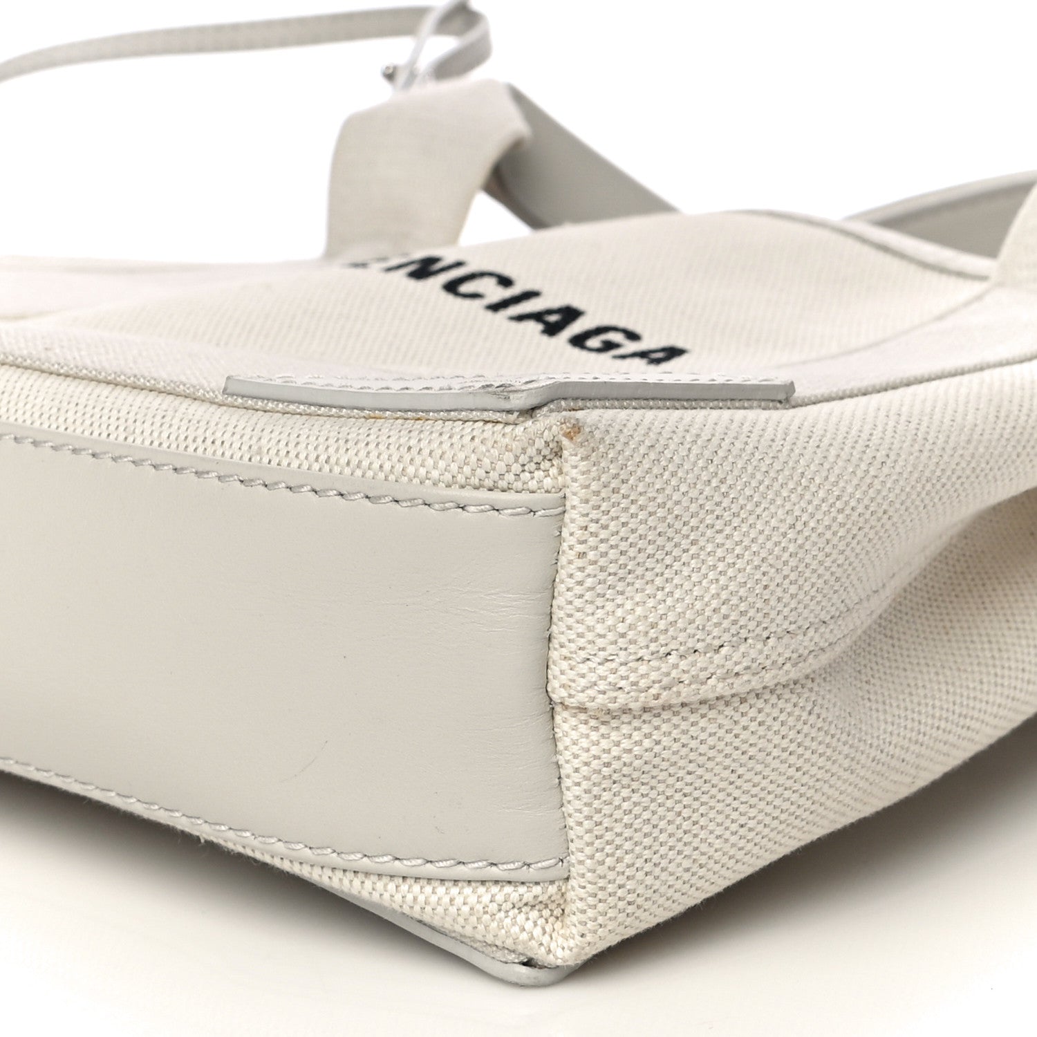 Balenciaga Cotton Canvas Calfskin Navy Cabas XS Natural 9 of 15