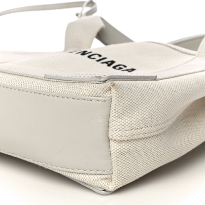 Balenciaga Cotton Canvas Calfskin Navy Cabas XS Natural 9 of 15