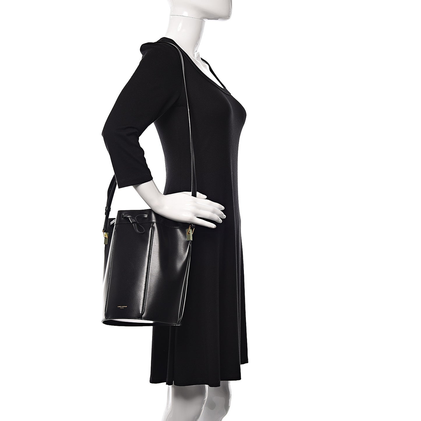 Smooth Calfskin Medium Talitha Bucket Bag Black