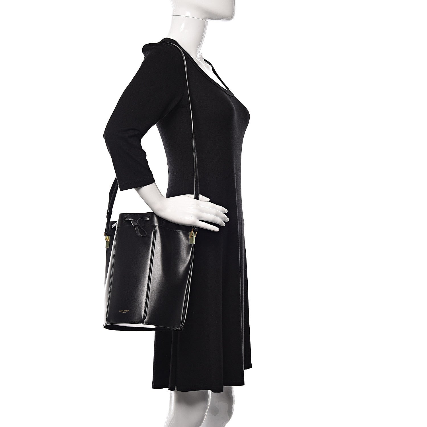 Saint Laurent Smooth Calfskin Medium Talitha Bucket Bag Black 2 of 10