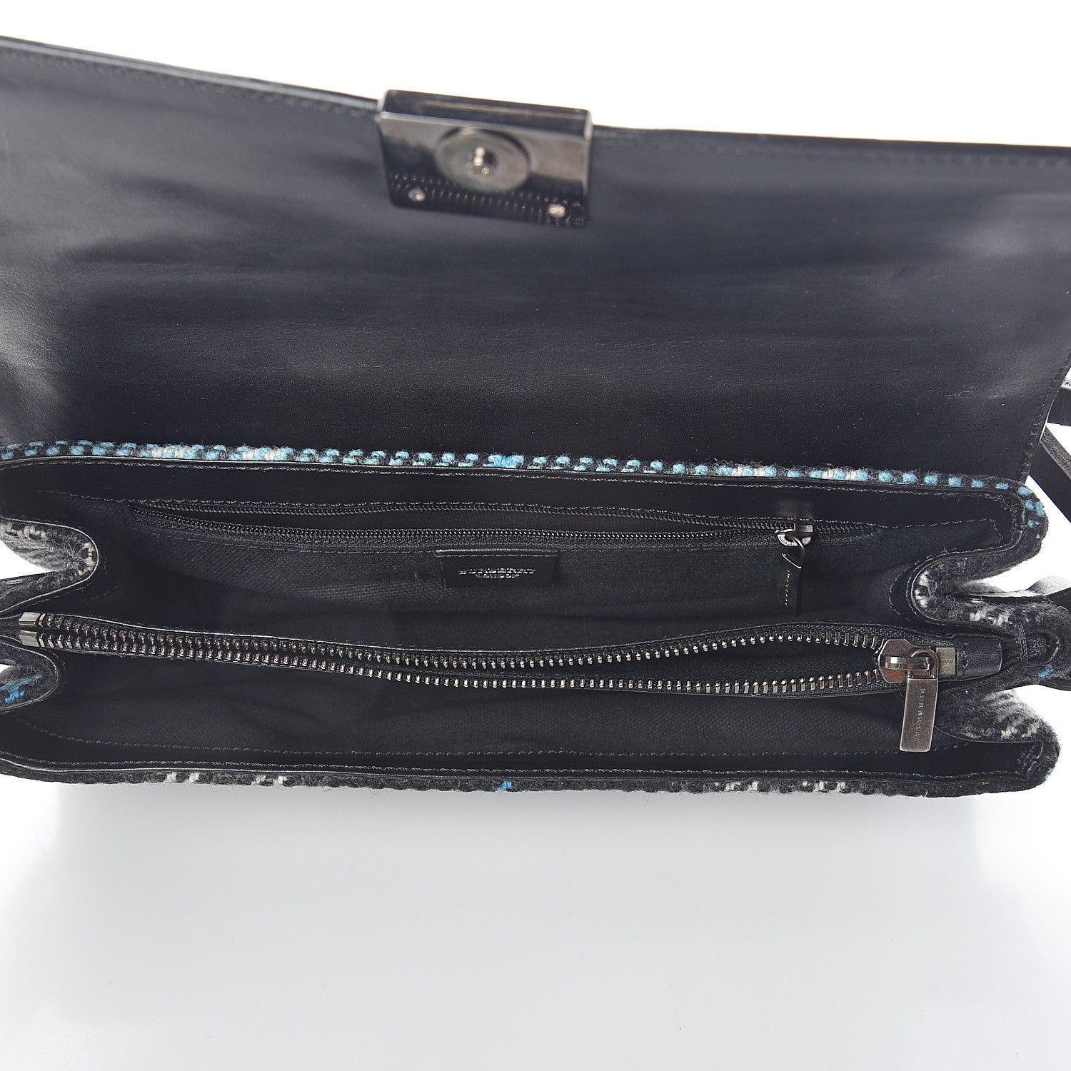 Burberry Alligator Tweed Shoulder Bag Black 4 of 7