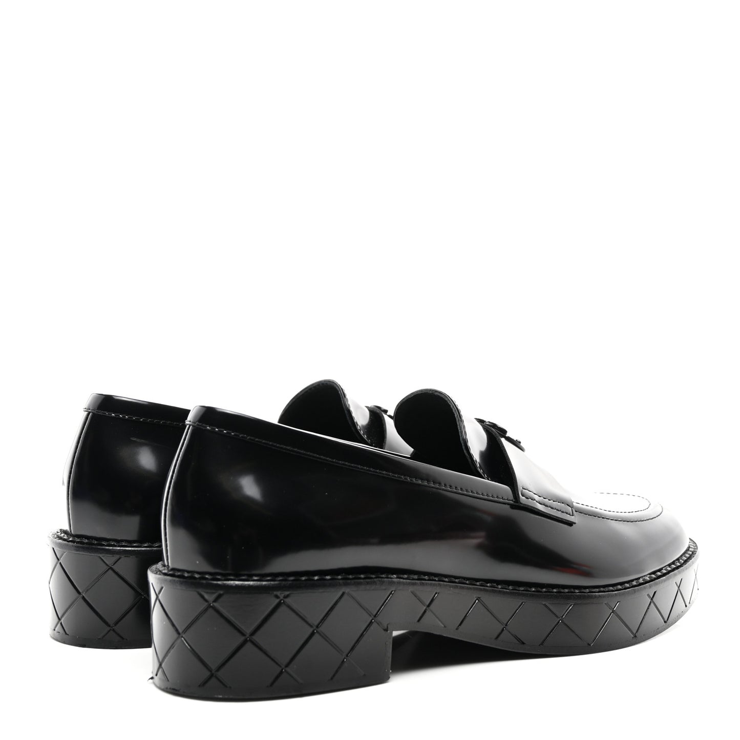 Shiny Calfskin Quilted CC Mocassin Loafers 41 Black