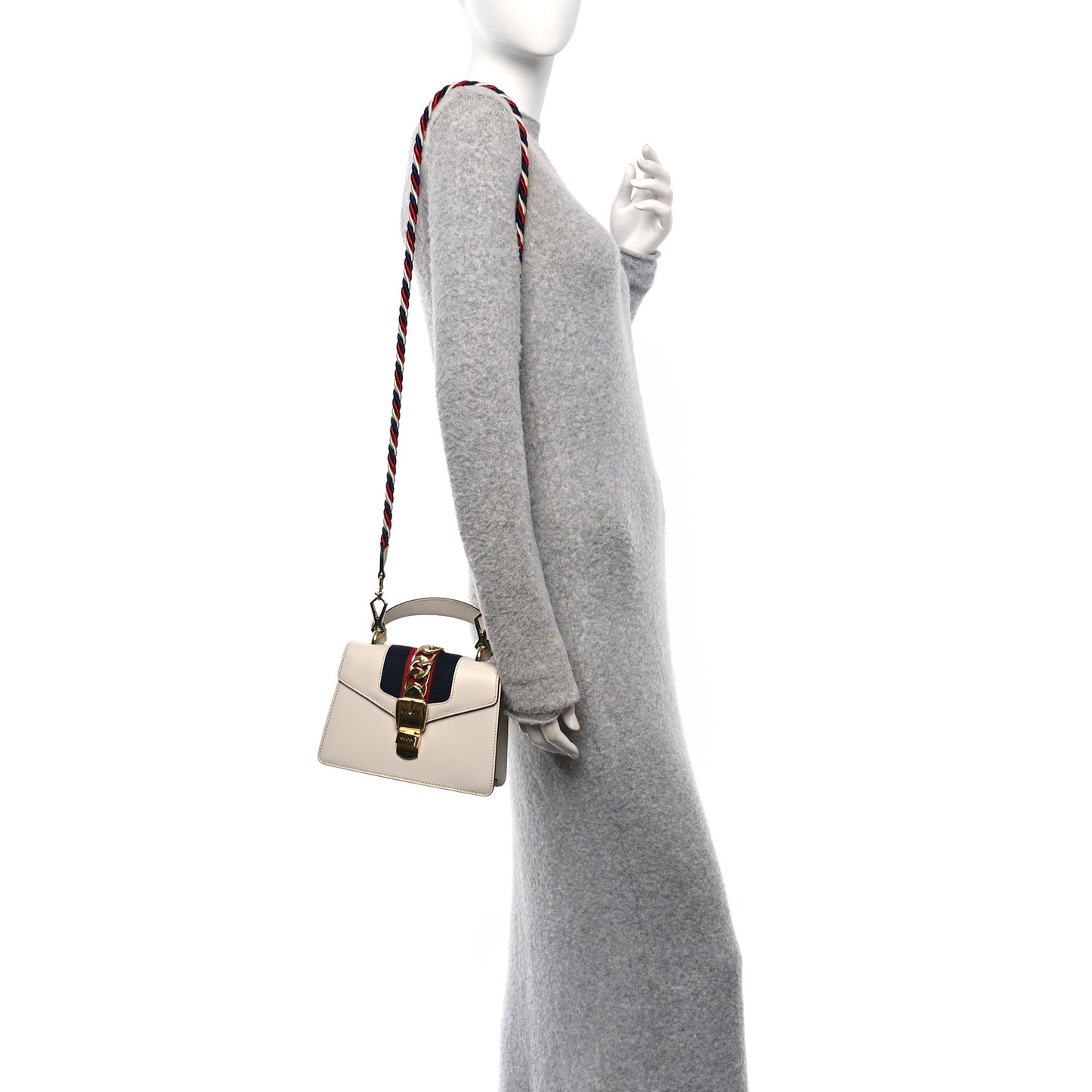 Calfskin Mini Sylvie Top Handle Bag White