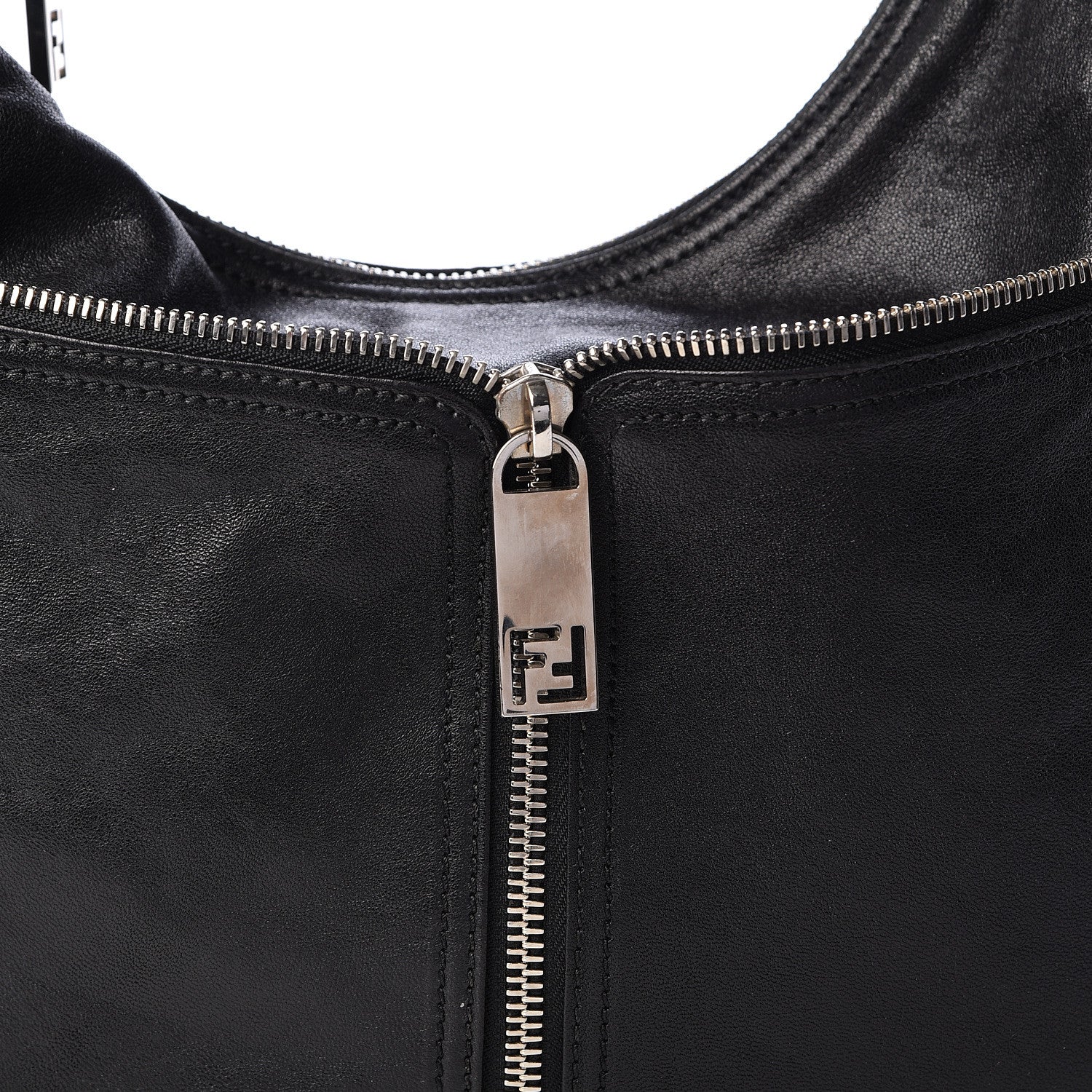 Fendi Sheepskin Zipper Hobo Black 8 of 10