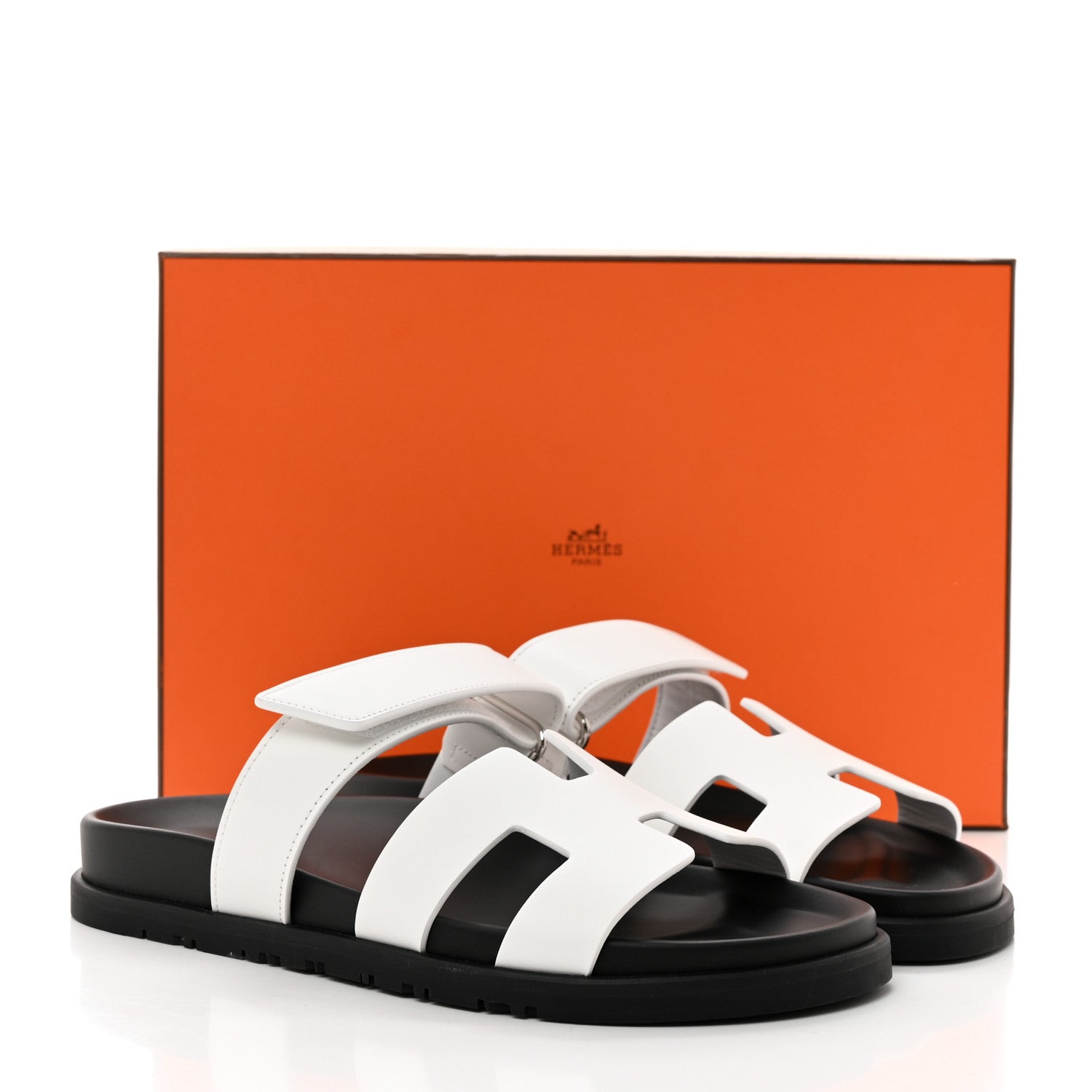 Hermes Calfskin Womens Chypre Sandals 38.5 White 9 of 9
