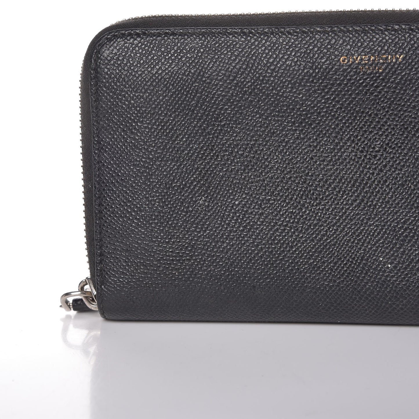 Grained Calfskin Zip Around Wallet Black