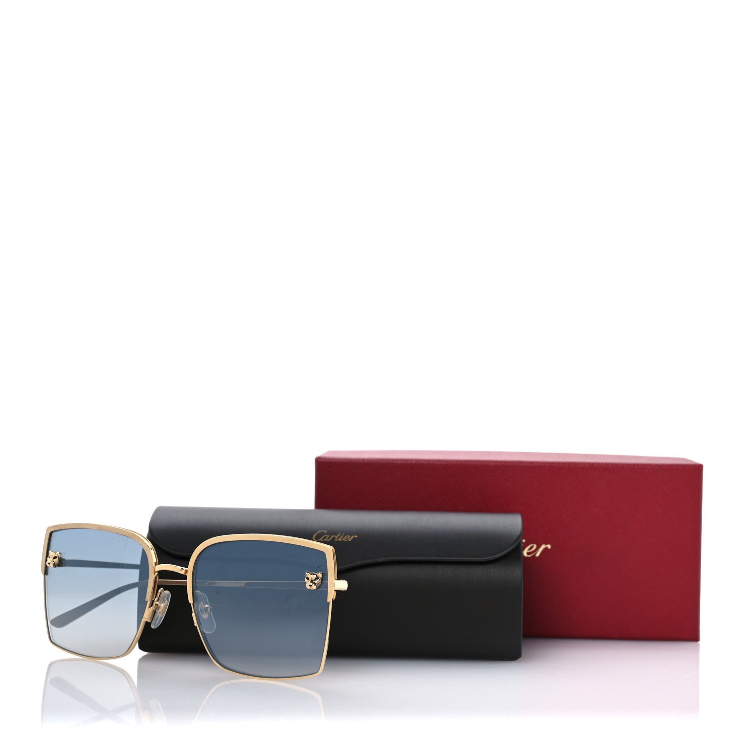 Cartier Panthere De Cartier Square Sunglasses Gold 9 of 9