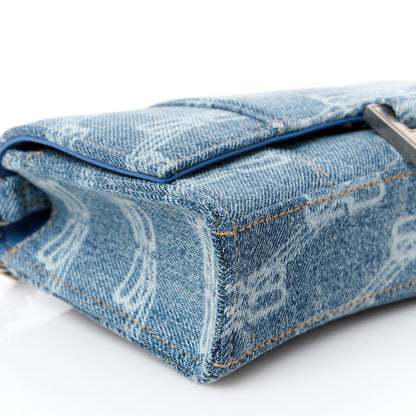 Balenciaga Denim BB Monogram Hourglass Chain Bag Blue 10 of 11