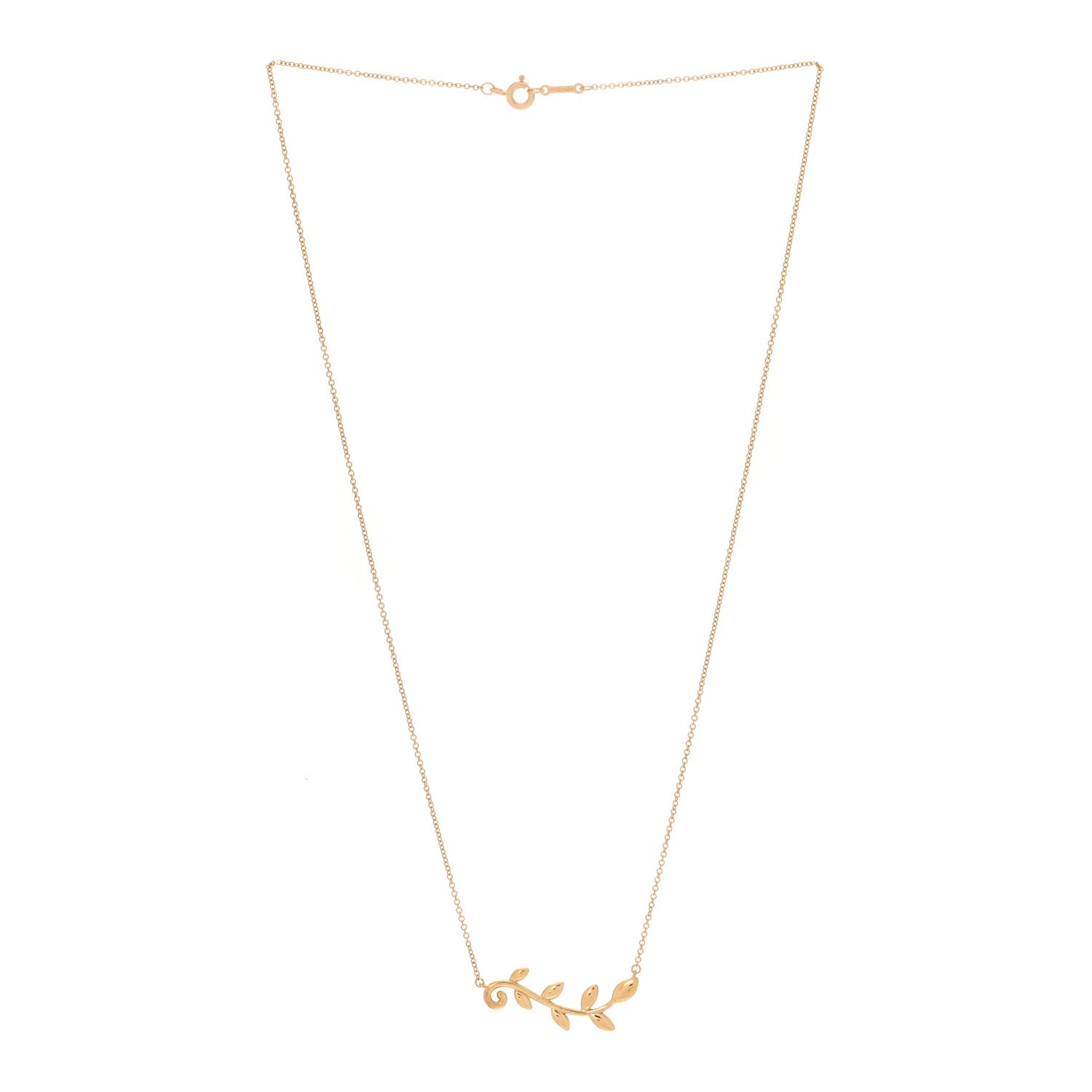 Tiffany 18K Yellow Gold Paloma Picasso Olive Leaf Vine Pendant Necklace 3 of 5