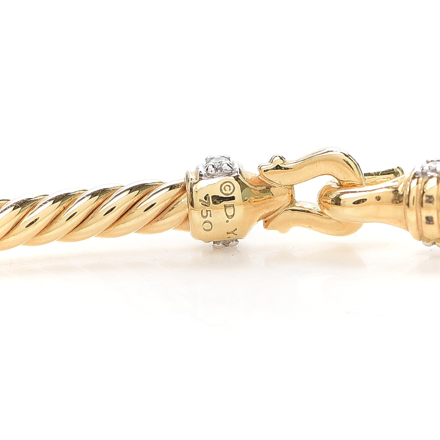 18K Yellow Gold Diamond 2.6mm Cable Collectibles Buckle Bracelet