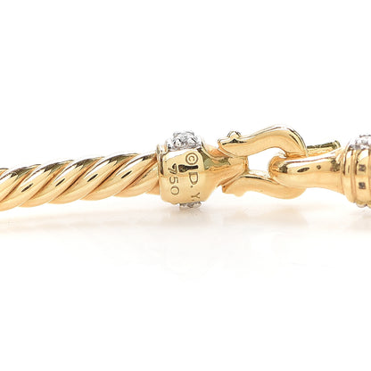 David Yurman 18K Yellow Gold Diamond 2.6mm Cable Collectibles Buckle Bracelet 4 of 4