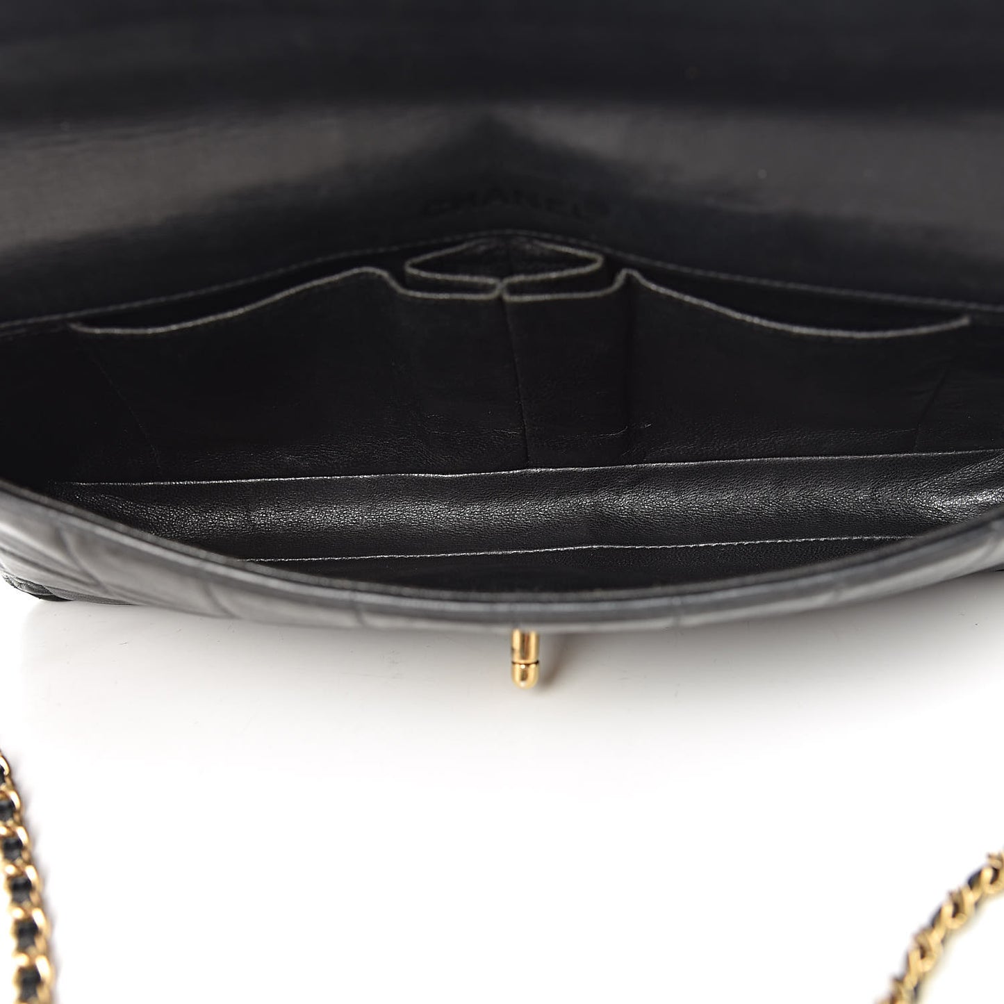 Lambskin East West Chocolate Bar Flap Black