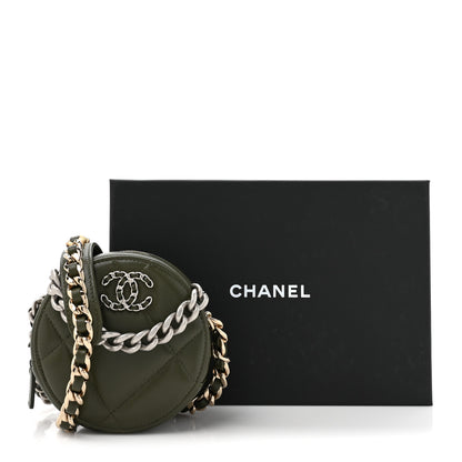 Chanel Lambskin Quilted Chanel 19 Round Clutch With Chain Khaki 11 of 11
