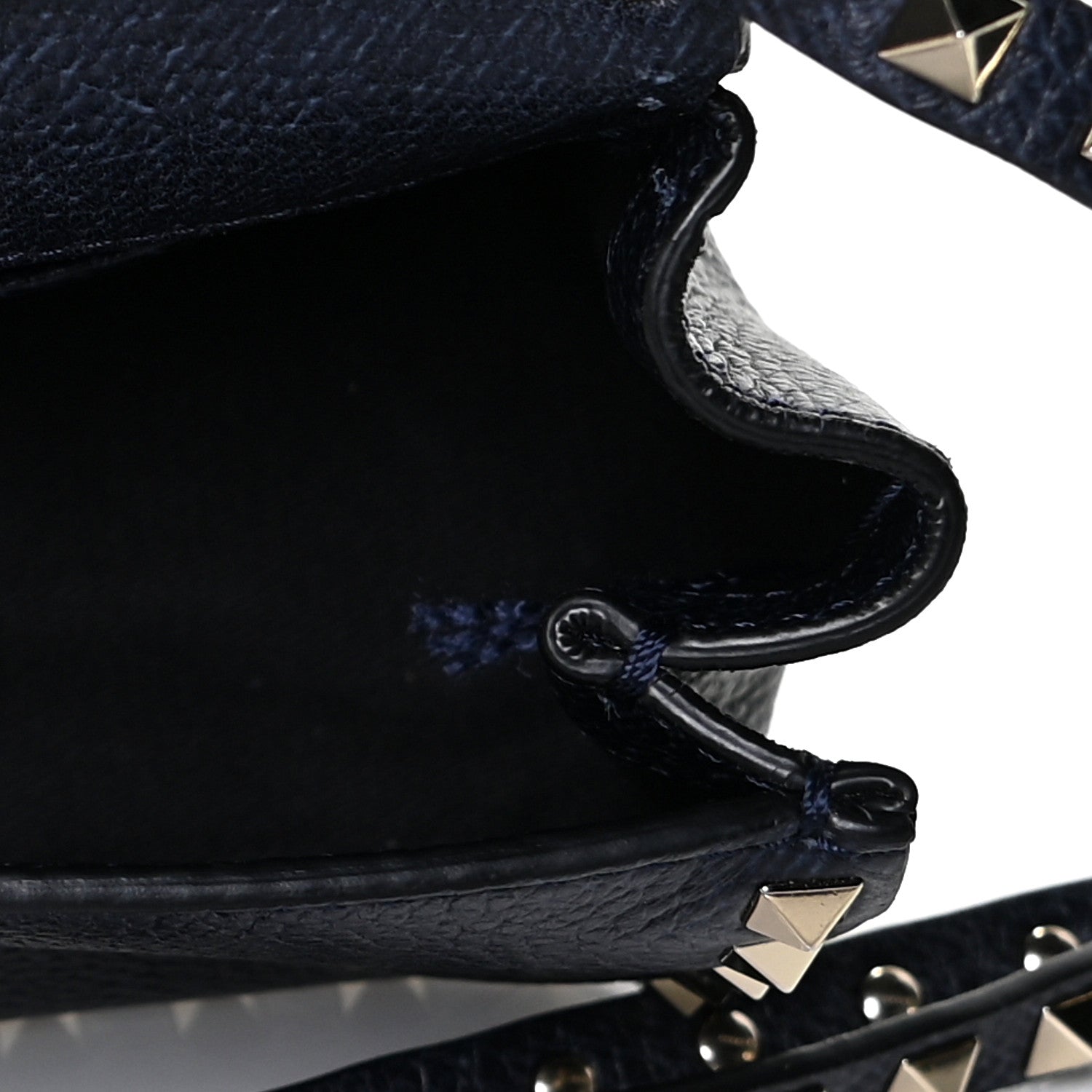 Valentino Garavani Pebbled Calfskin Mini Rockstud Flap Saddle Crossbody Bag Deep Denim 5 of 7