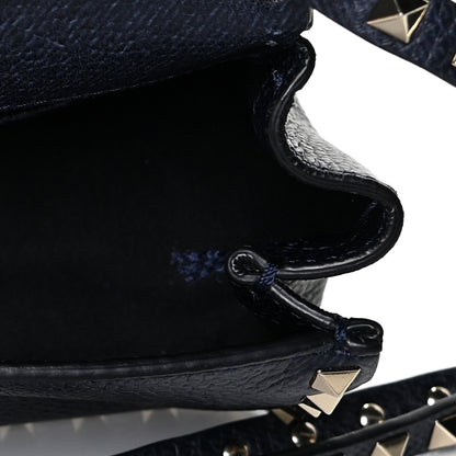 Valentino Garavani Pebbled Calfskin Mini Rockstud Flap Saddle Crossbody Bag Deep Denim 5 of 7