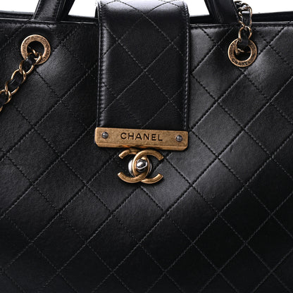 Chanel Lambskin Stitched Large Around The Corner Shopping Tote Black 8 of 11