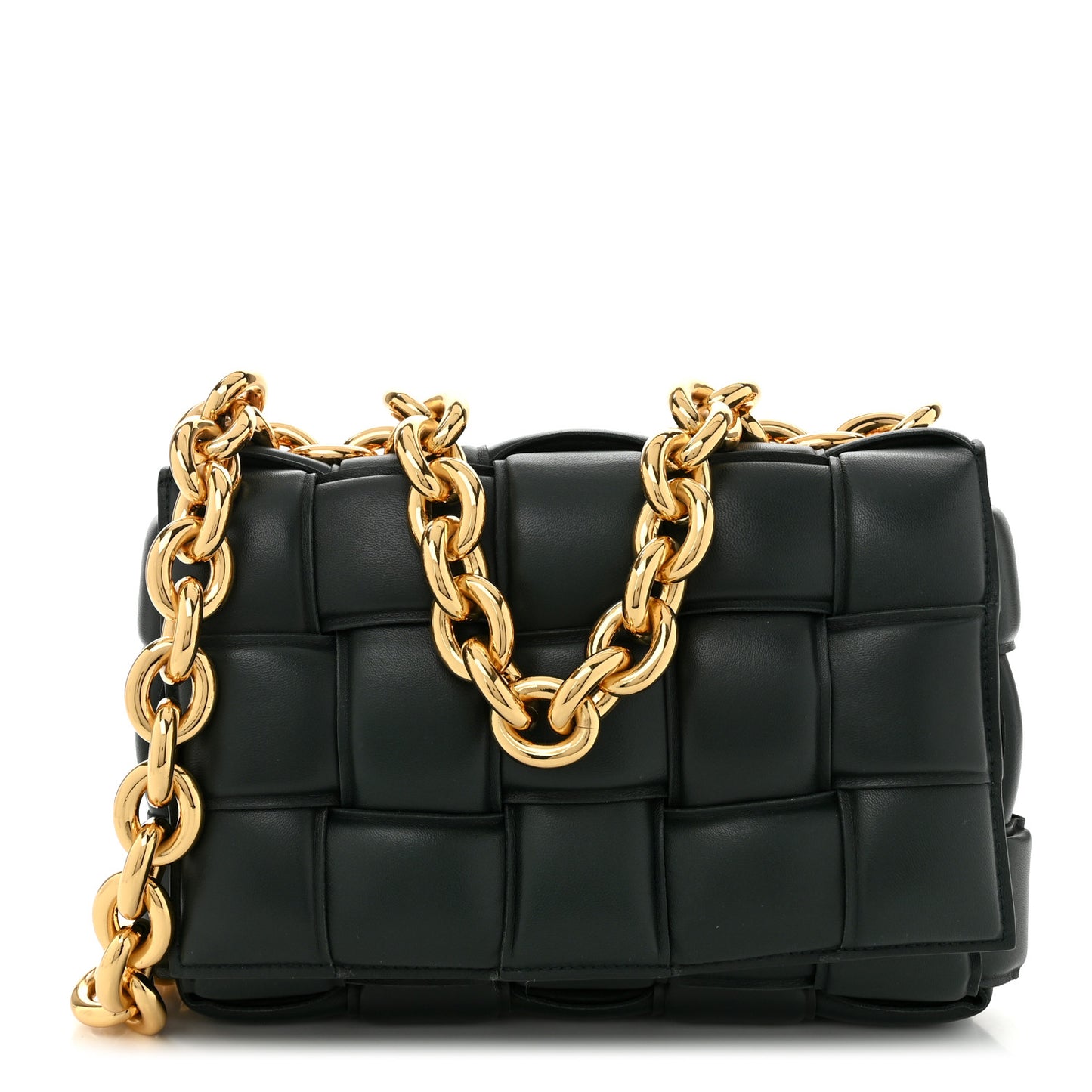 Lambskin Maxi Intreccio Padded Chain Cassette Crossbody Bag Inkwell