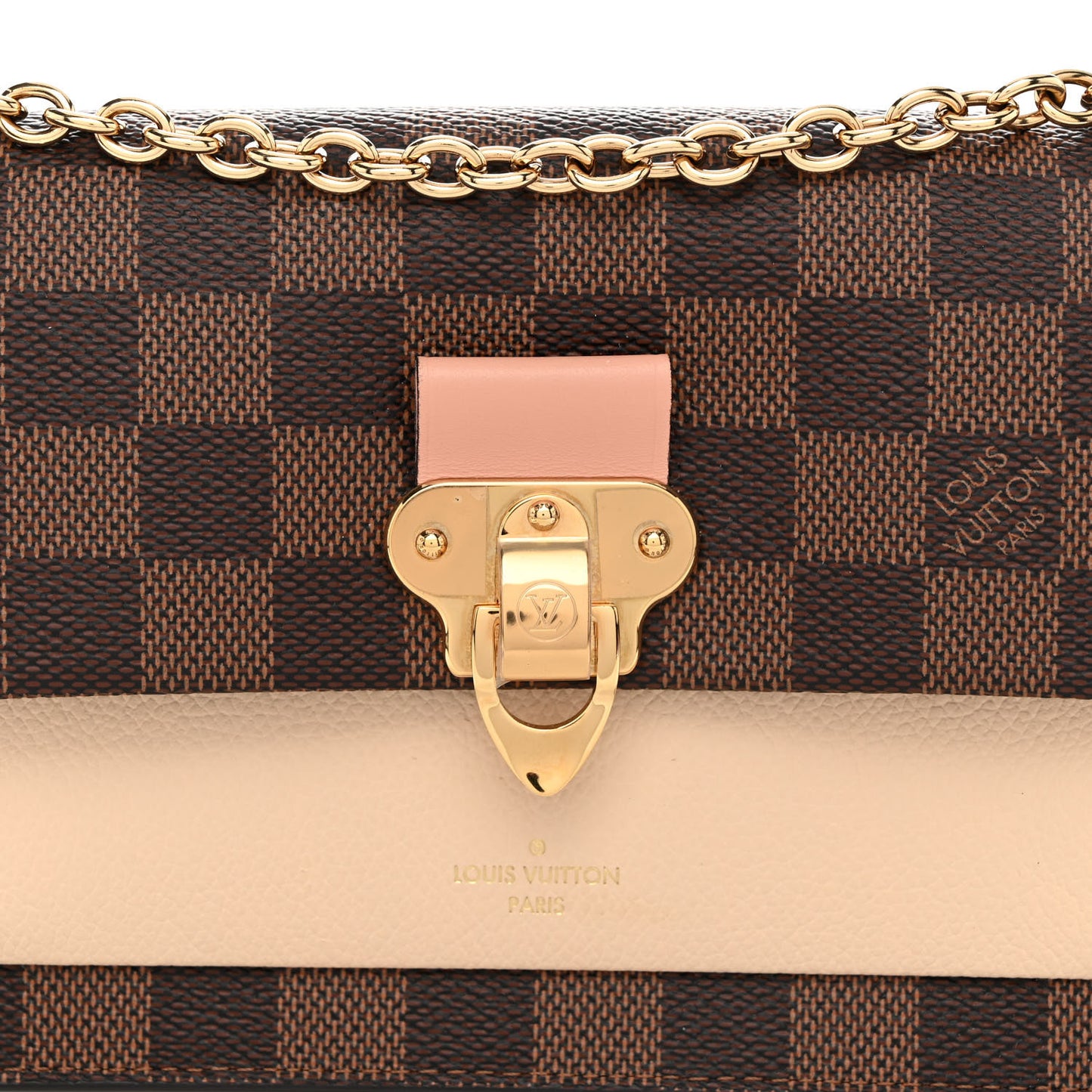 Damier Ebene Vavin Chain Wallet Creme
