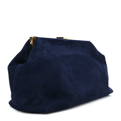 Mansur Gavriel Suede Volume Clutch Navy 3 of 11