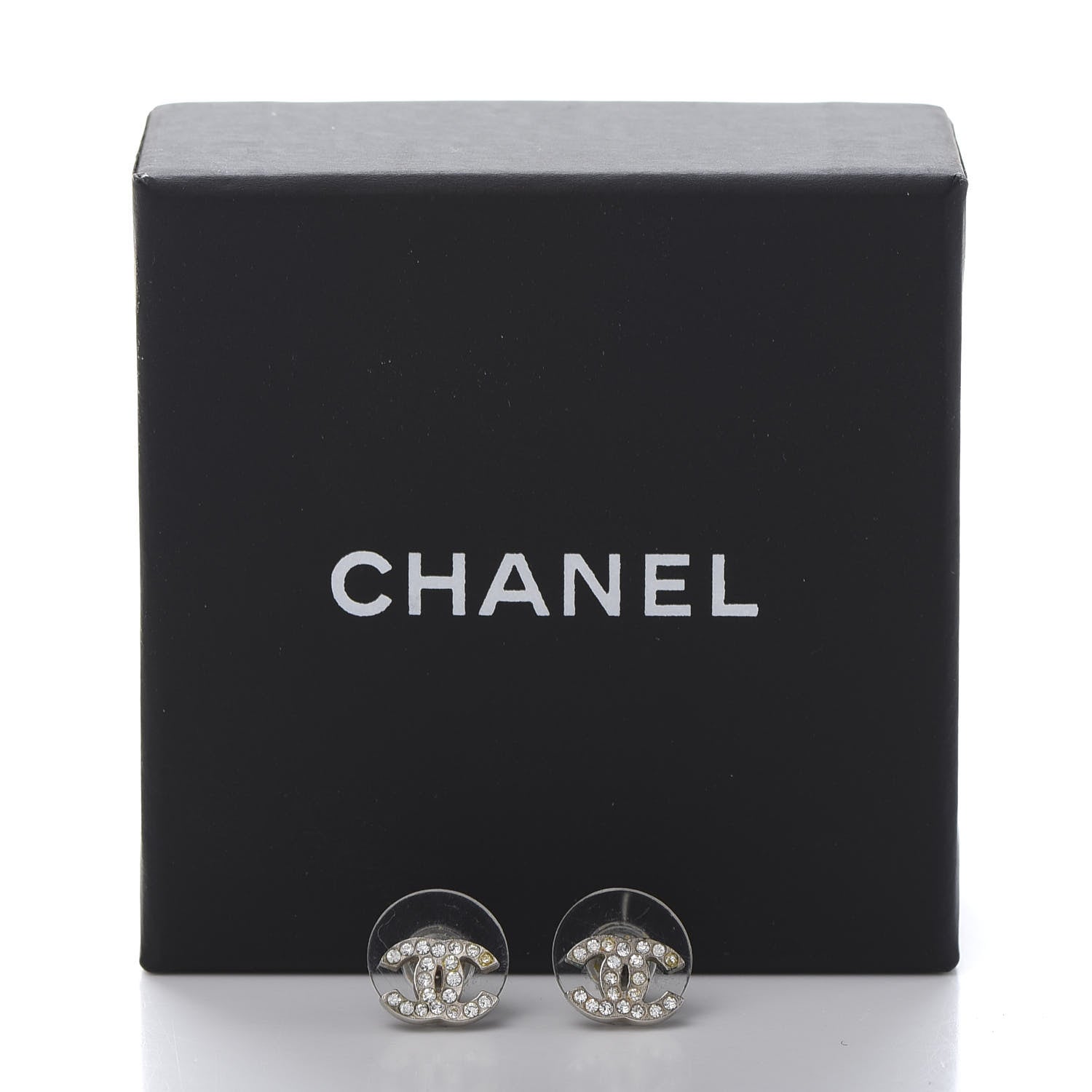 Chanel Crystal Mini Timeless CC Earrings Silver 5 of 5
