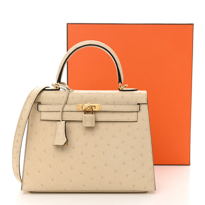 Hermes Ostrich Kelly Sellier 25 Parchemin 11 of 11