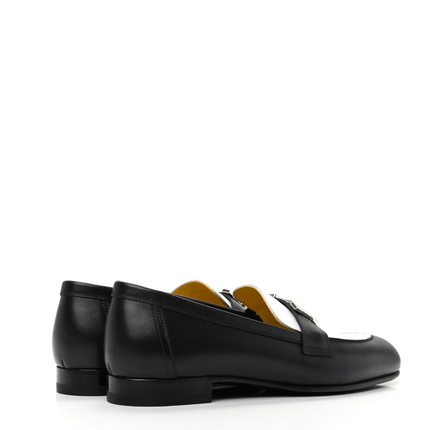 Hermes Calfskin Womens Paris Loafers 36.5 Black White 4 of 10
