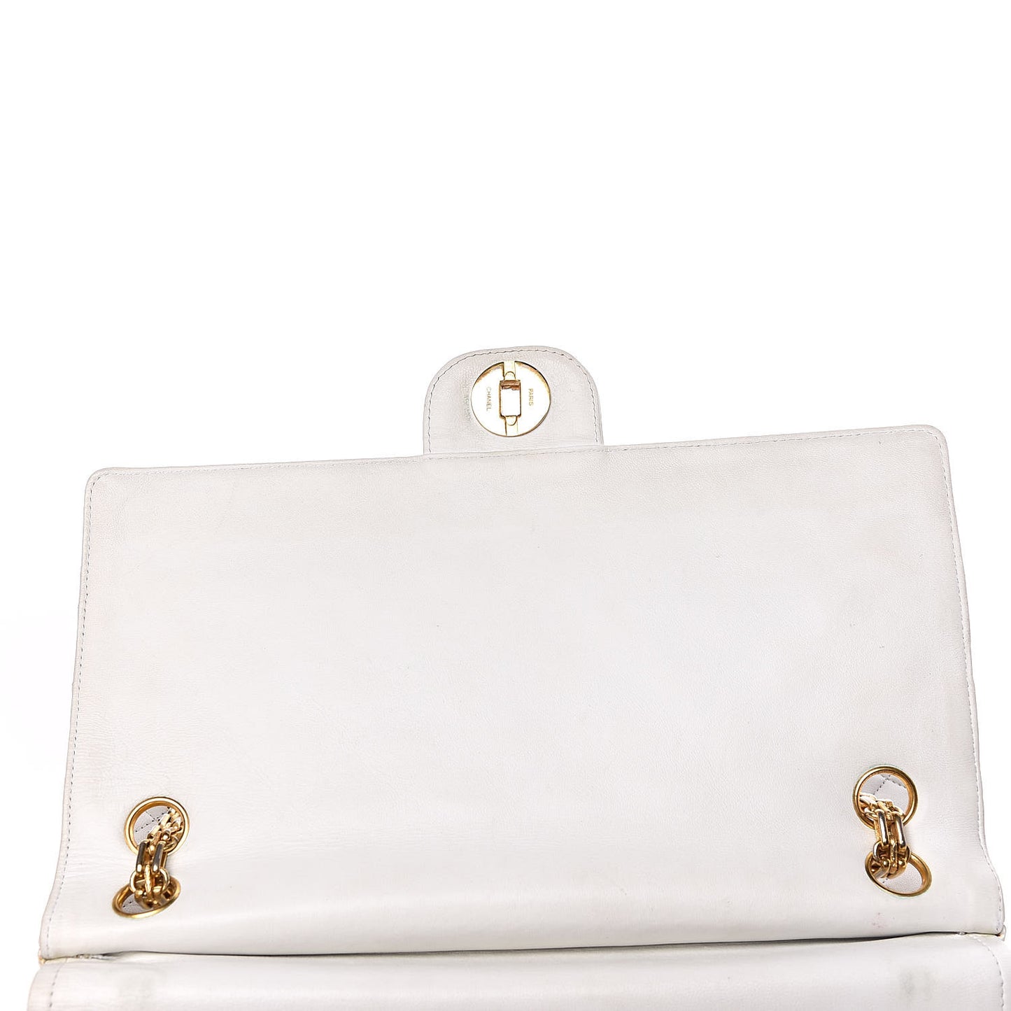 Lambskin Quilted Medium Double Flap White