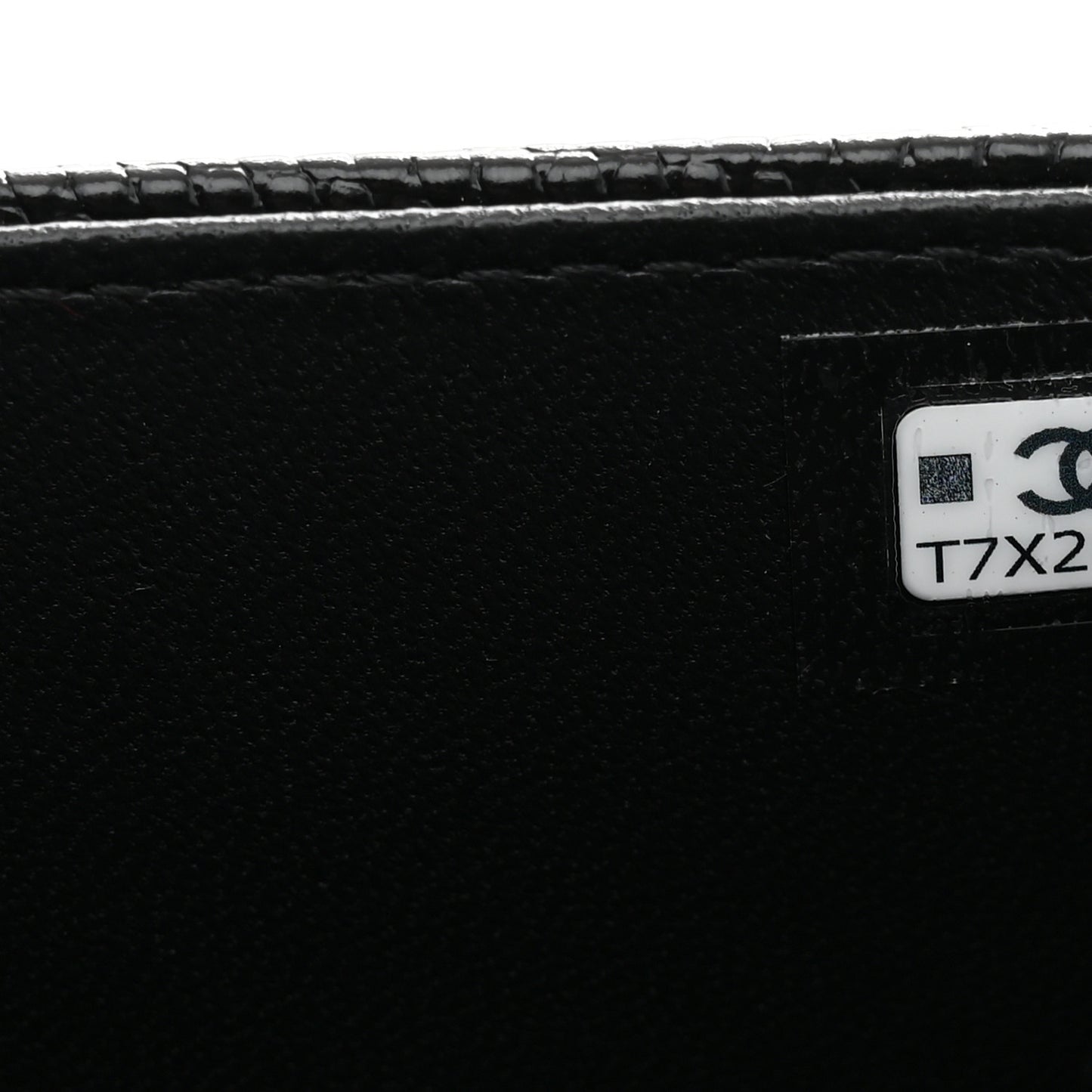 Calfskin Lizard Embossed Top Handle Long Clutch With Chain Black