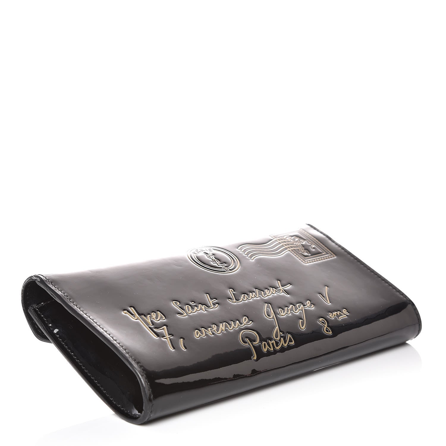 Saint Laurent Patent Y-Mail Clutch Black 4 of 10