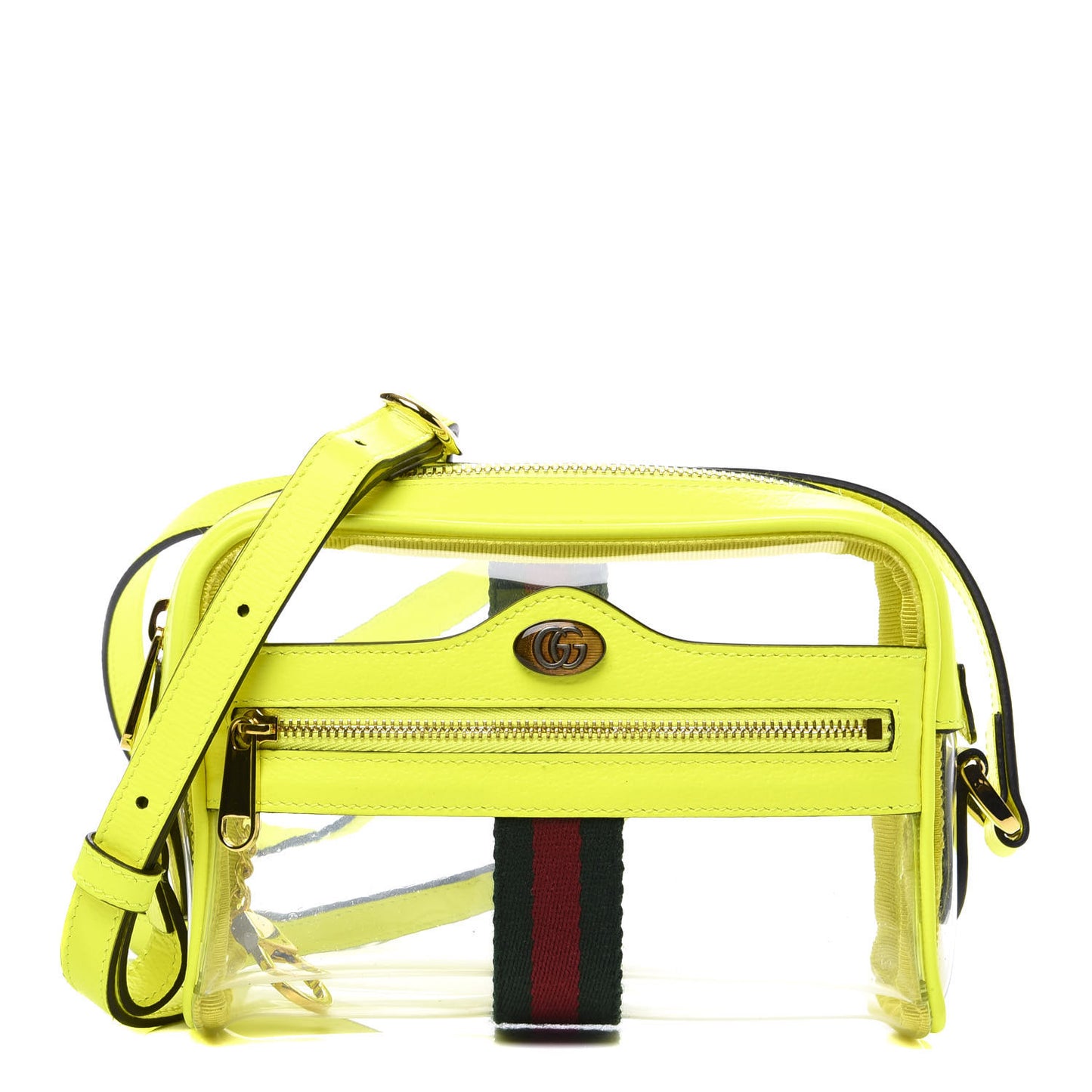 Vinyl Web Mini Ophidia Transparent Shoulder Bag Yellow Fluo