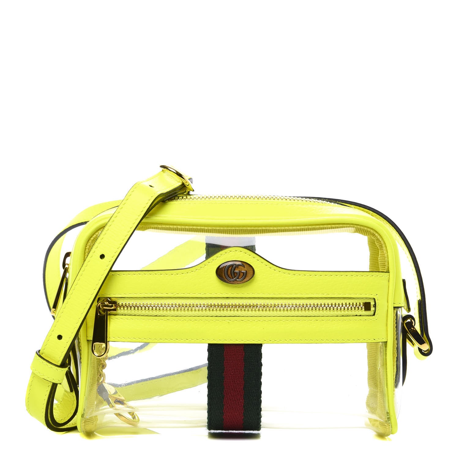 Gucci Vinyl Web Mini Ophidia Transparent Shoulder Bag Yellow Fluo 1 of 8