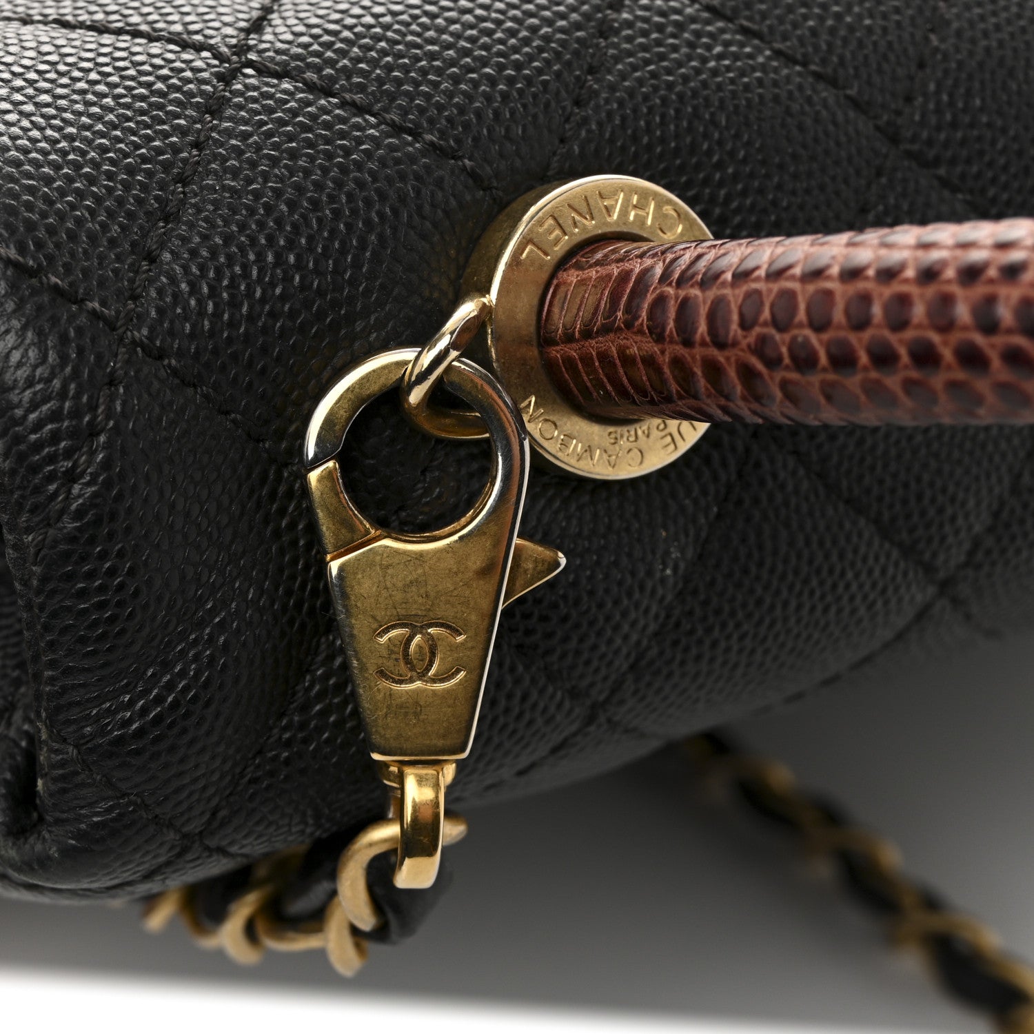 Chanel Caviar Lizard Quilted Small Coco Handle Flap Black 1771777
