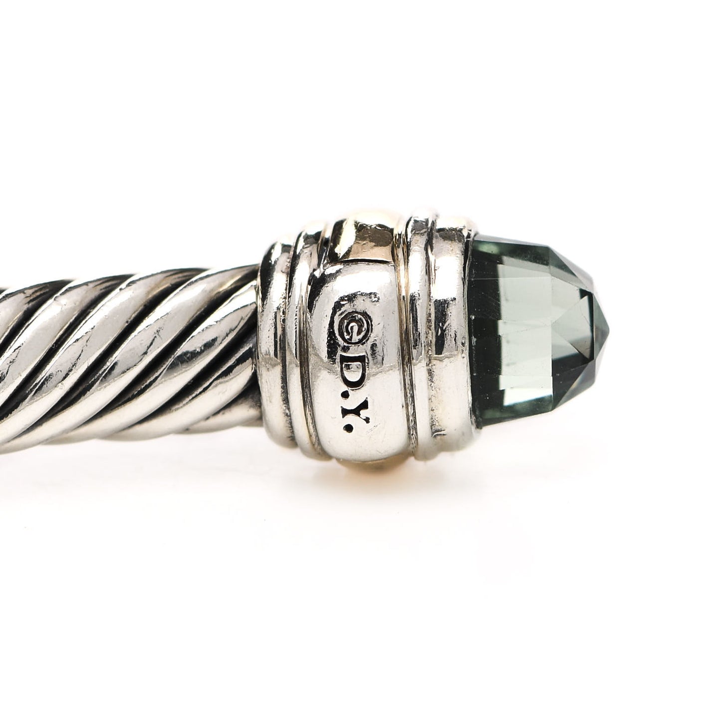 Sterling Silver 14K Yellow Gold Prasiolite 5mm Cable Classics Bracelet