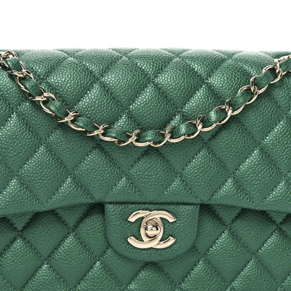 Chanel Metallic Caviar Quilted Medium Double Flap Green 8 of 11