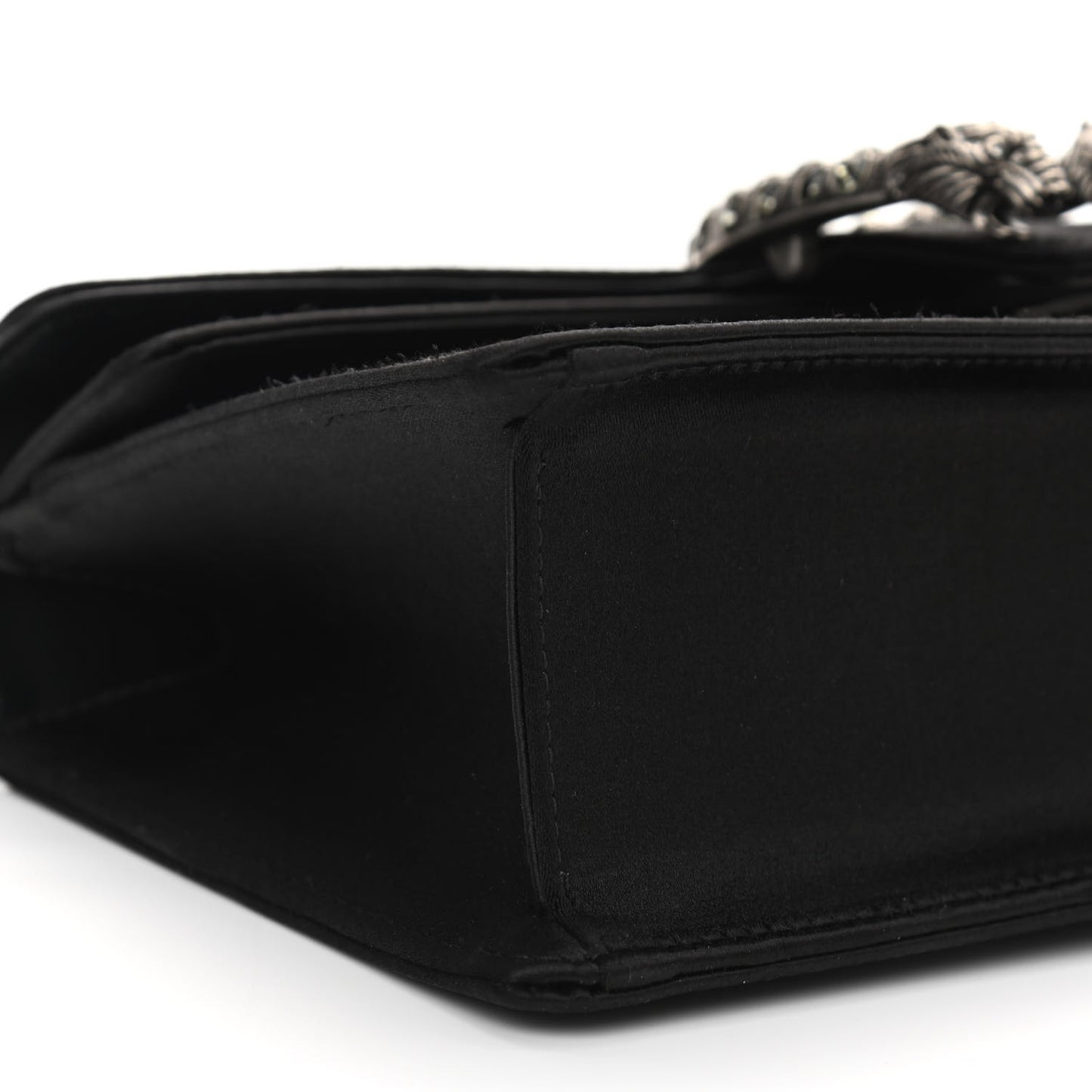 Satin Silk Crystal Small Dionysus Shoulder Bag Black Black Diamond