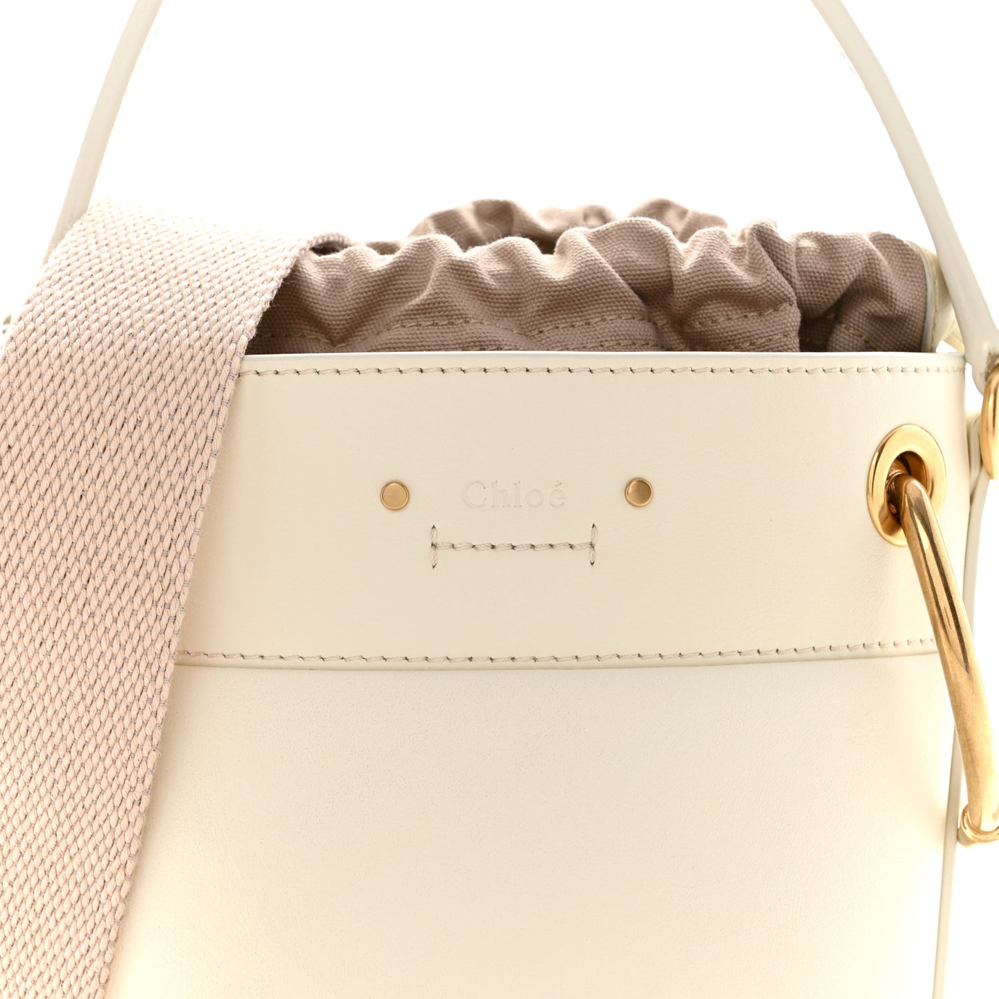 Smooth Calfskin Mini Roy Bucket Bag Natural White
