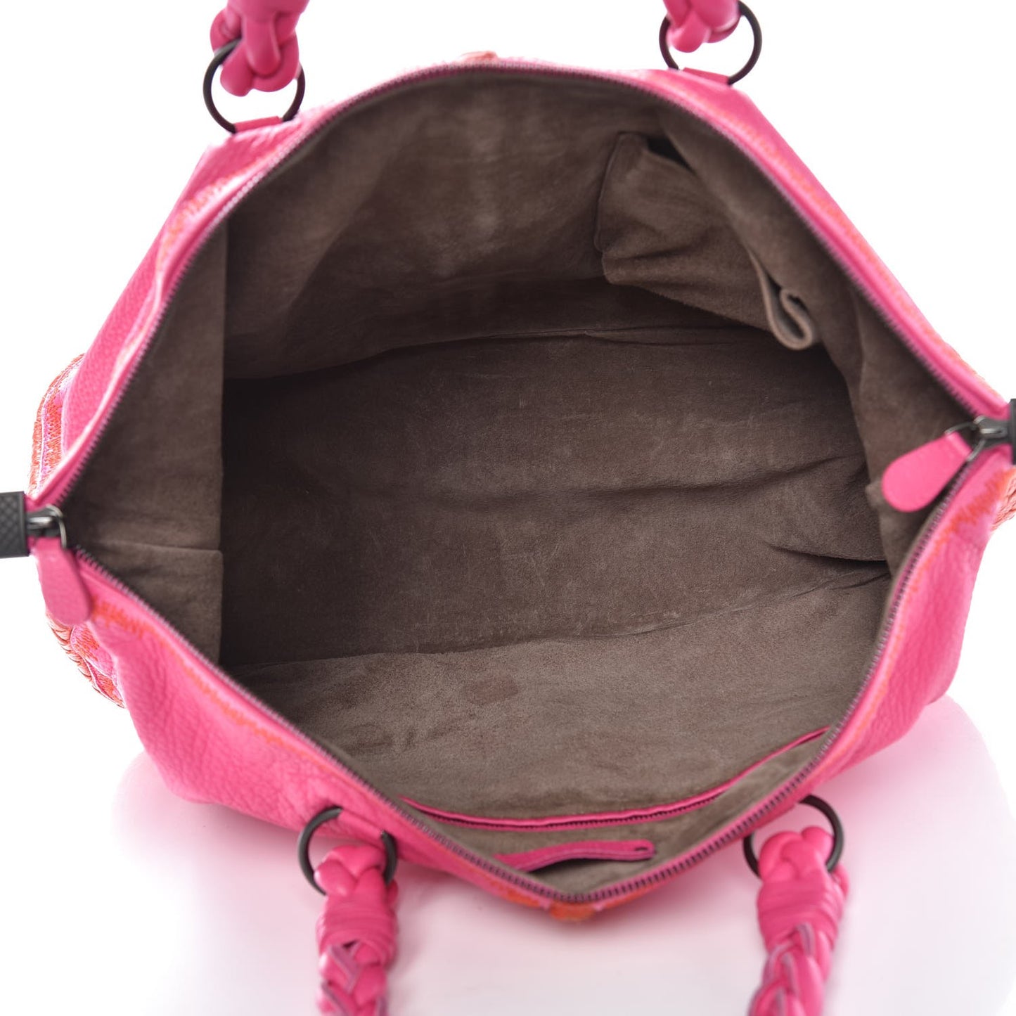 Washed Cervo Deerskin Braided Tote Fire Shock
