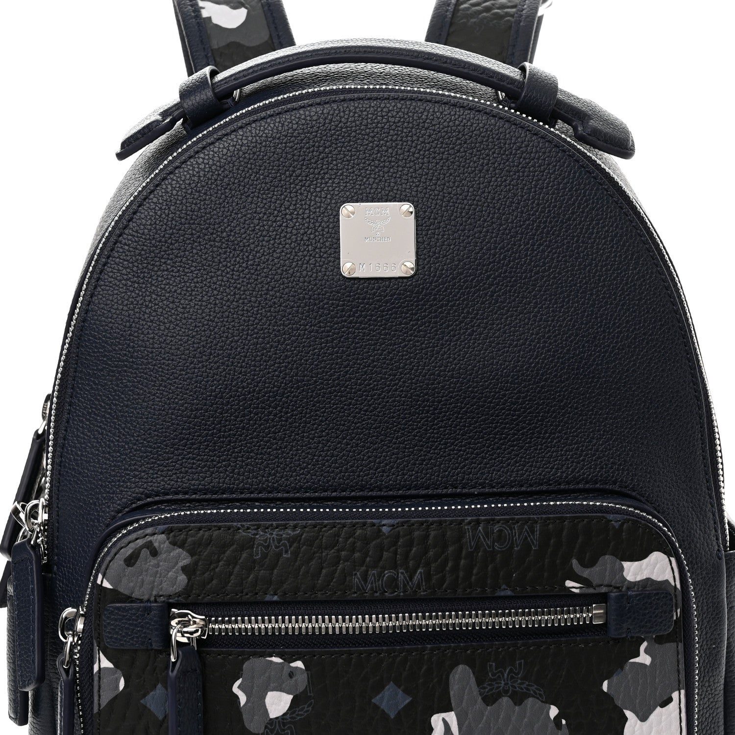 MCM Calfskin Visetos Floral Leopard Klassik Small Stark Backpack Blue Black 7 of 9