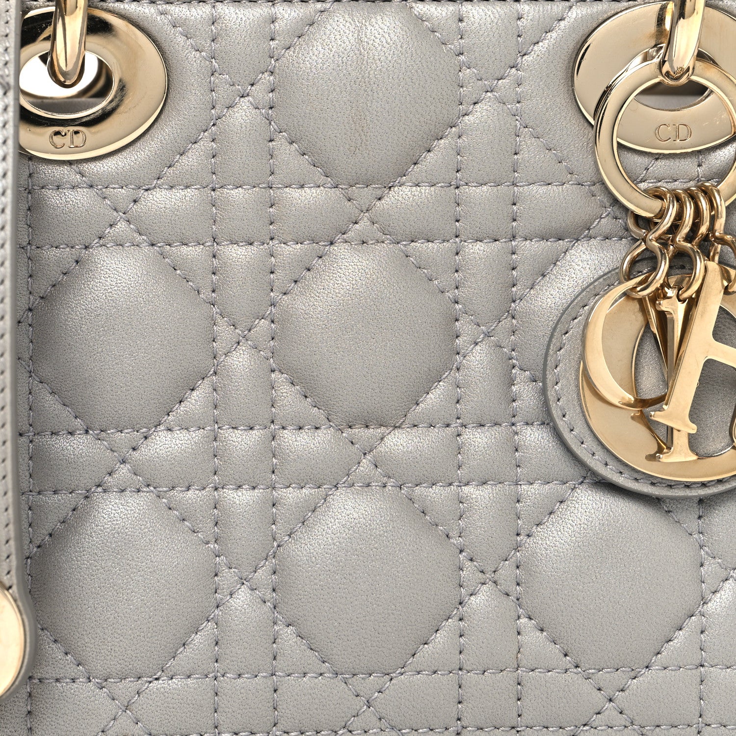 Christian Dior Metallic Lambskin Cannage Mini Lady Dior Grey 8 of 15
