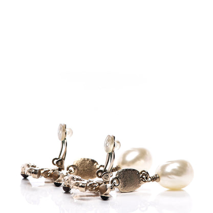 Chanel Pearl Resin CC Drop Clip On Earring Gold Black Brown 3 of 4