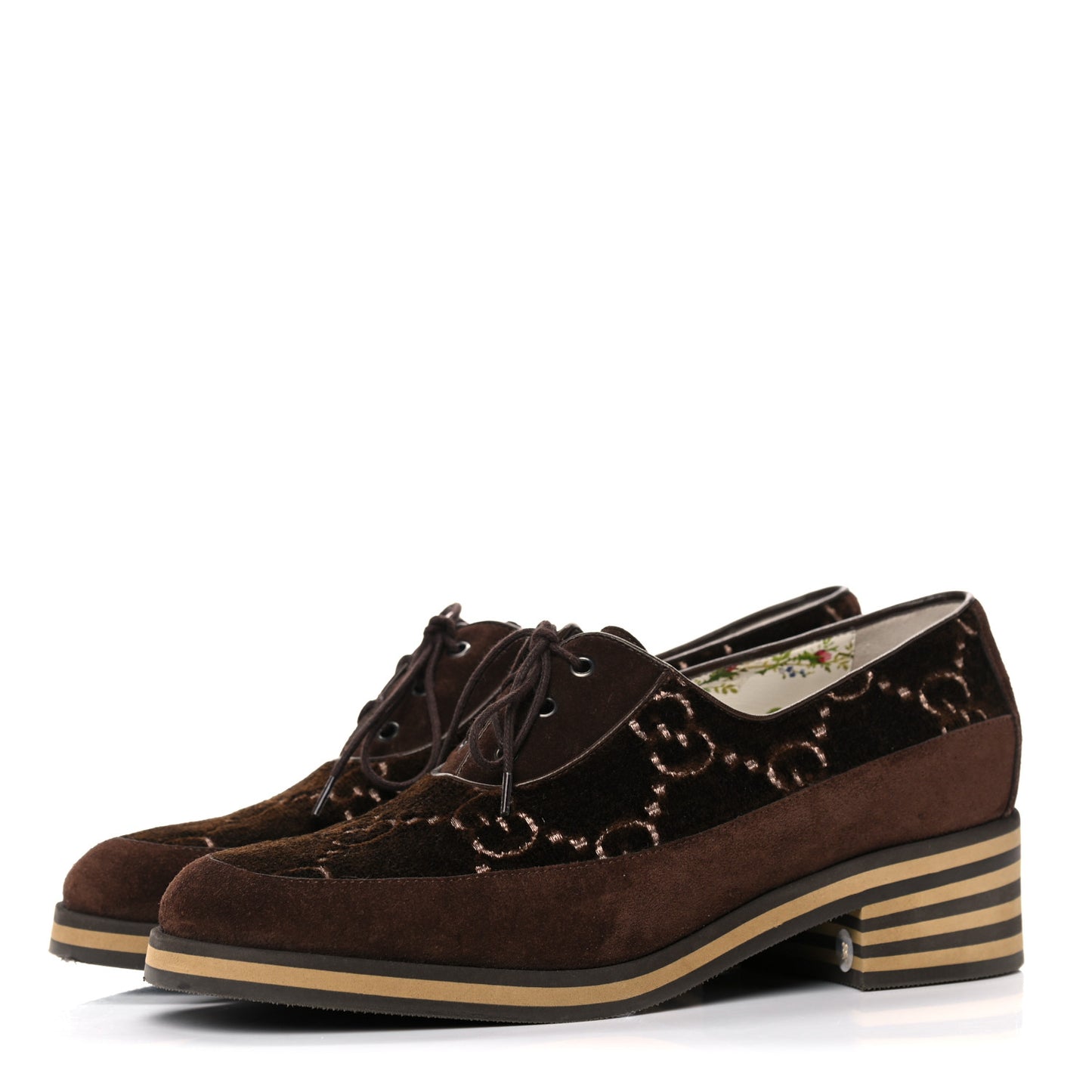Velvet GG Monogram Thompson Derby Loafers 38 Vintage Cocoa Brown