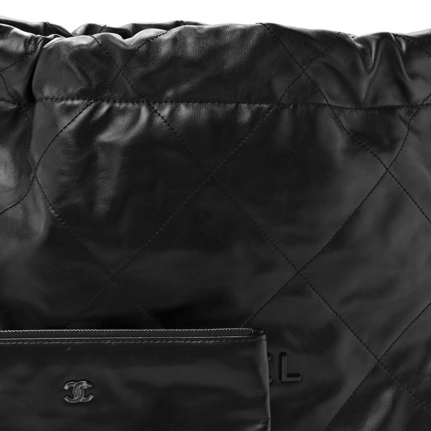 Shiny Calfskin Quilted Small Chanel 22 So Black