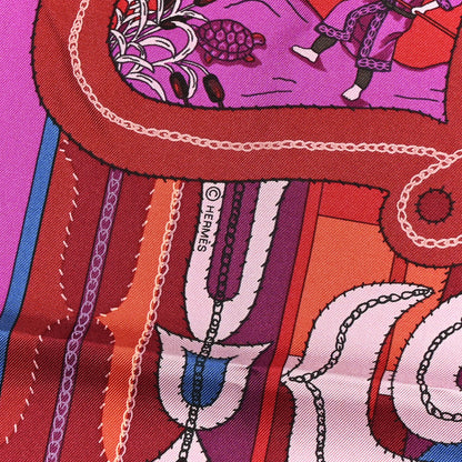 Hermes Silk Esprit Ainou Scarf 90 Fuschia Vieux Rose Rouge H 4 of 5