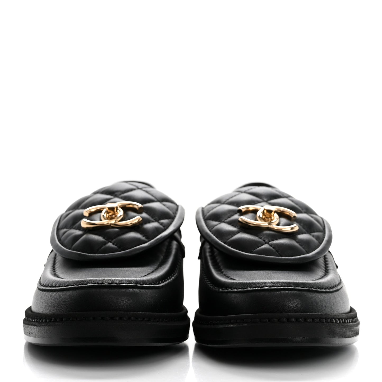 Lambskin Quilted CC Turnlock Loafers 38 Black