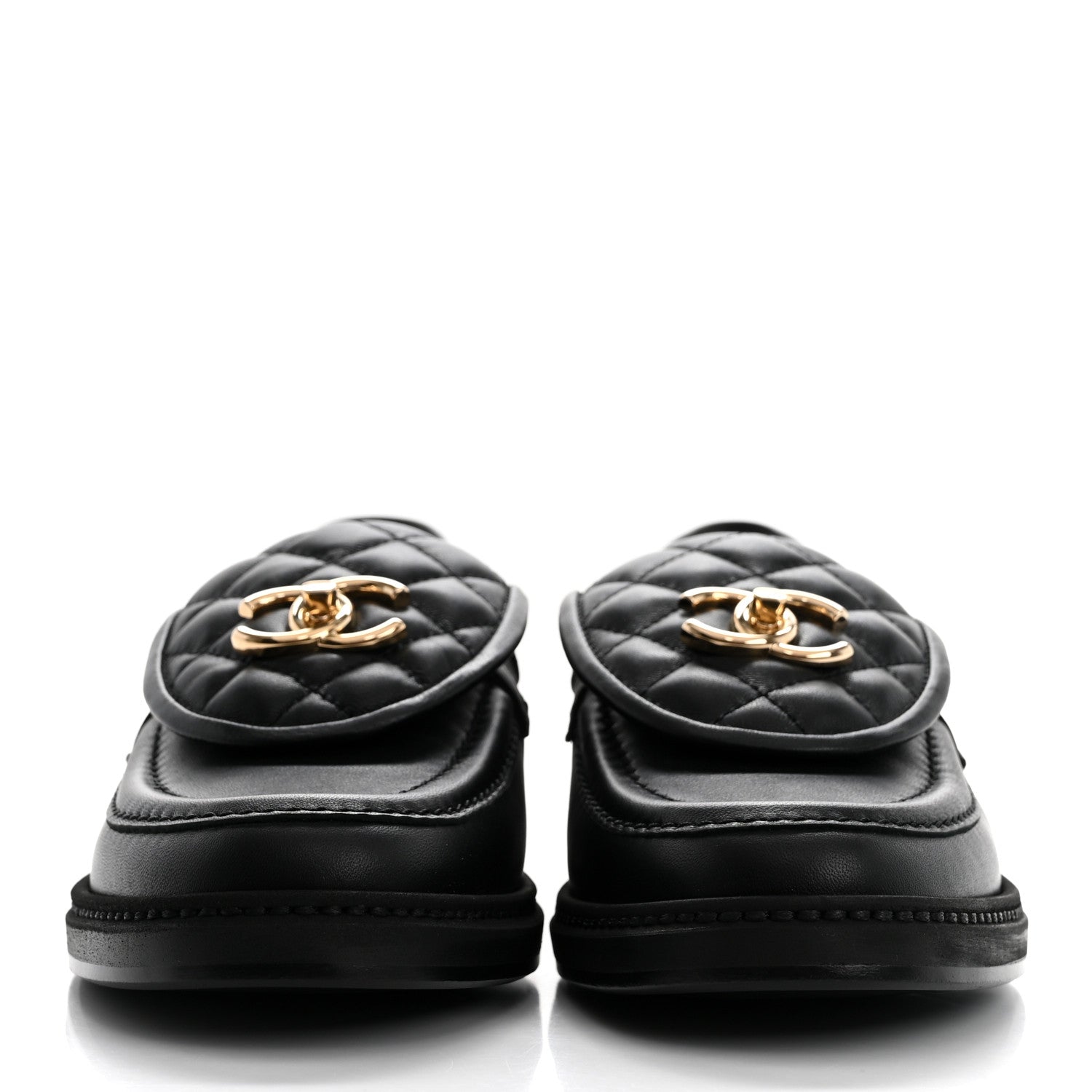 Chanel Lambskin Quilted CC Turnlock Loafers 38 Black 3 of 10