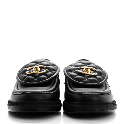 Chanel Lambskin Quilted CC Turnlock Loafers 38 Black 3 of 10